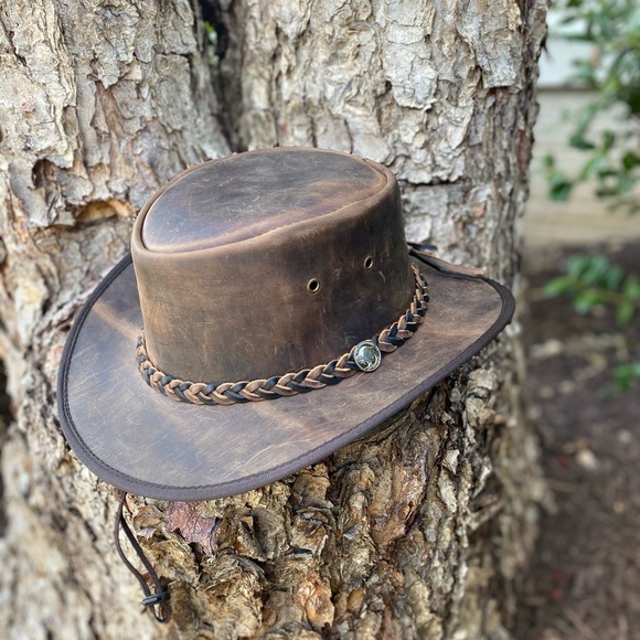 Genuine Leather Brown DistressedHatAll sizes(S to 2XL) Available